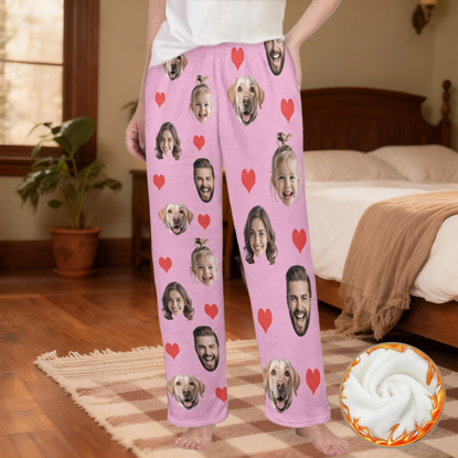 Picture of Personalized Flannel Pajama Pants - Personalized Flannel Heart-Print Pajama Pants - Custom Pajama Pants for Men and Women