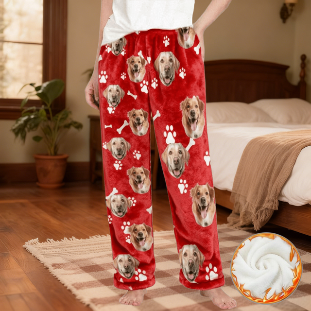 Picture of Personalized Flannel Pajama Pants - Personalized Flannel Paw Bone Pajama Pants - Unisex Custom Pajama Pants