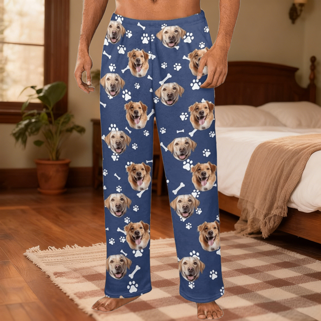 Picture of Personalized Flannel Pajama Pants - Personalized Flannel Paw Bone Pajama Pants - Unisex Custom Pajama Pants