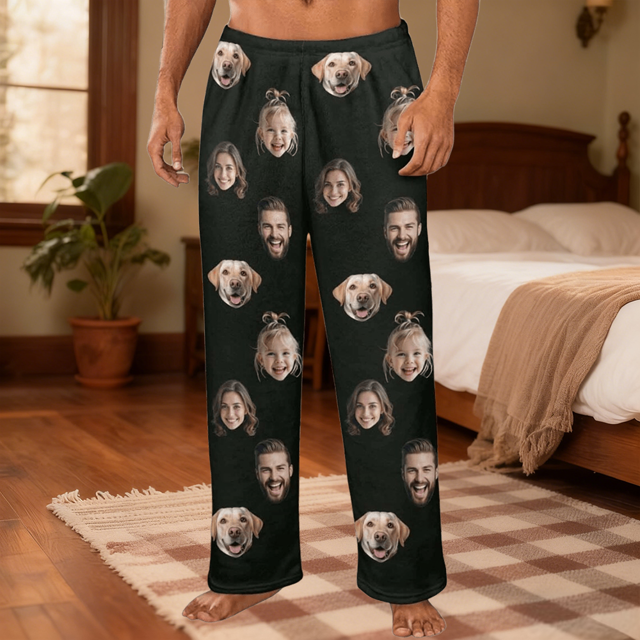 Picture of Personalized Flannel Pajama Pants - Personalized Flannel Photo Pajama Pants - Custom Pajama Pants for Men and Women