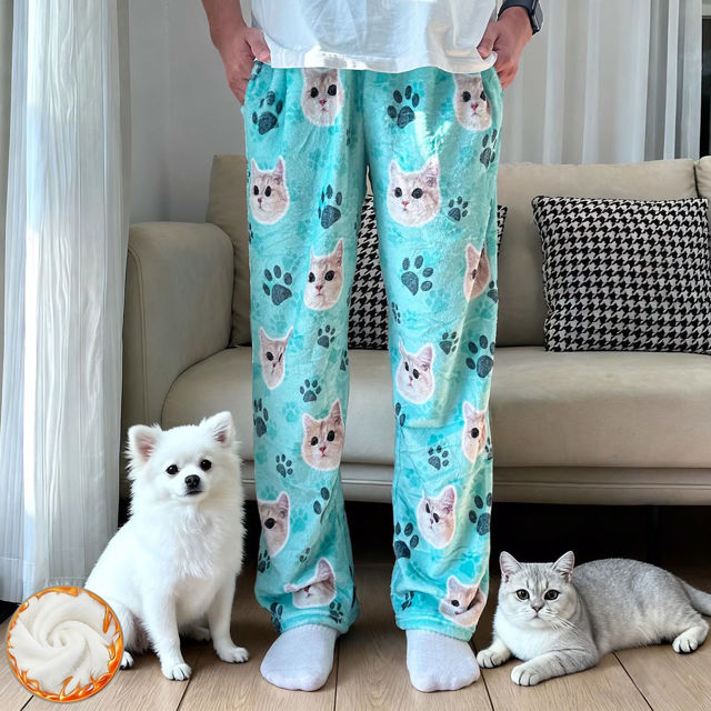 Picture of Personalized Flannel Pajama Pants - Personalized Pajama Bottom with Pet Face