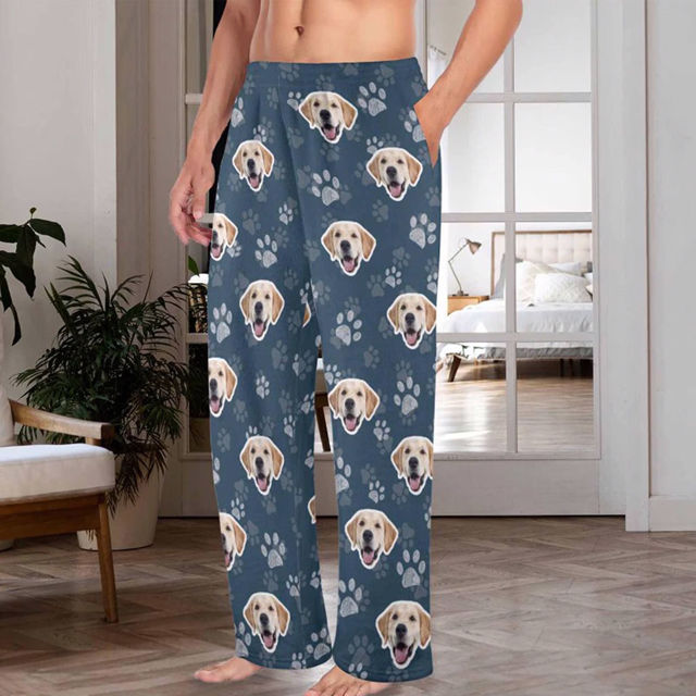 Picture of Personalized Flannel Pajama Pants - Personalized Pajama Bottom with Pet Face