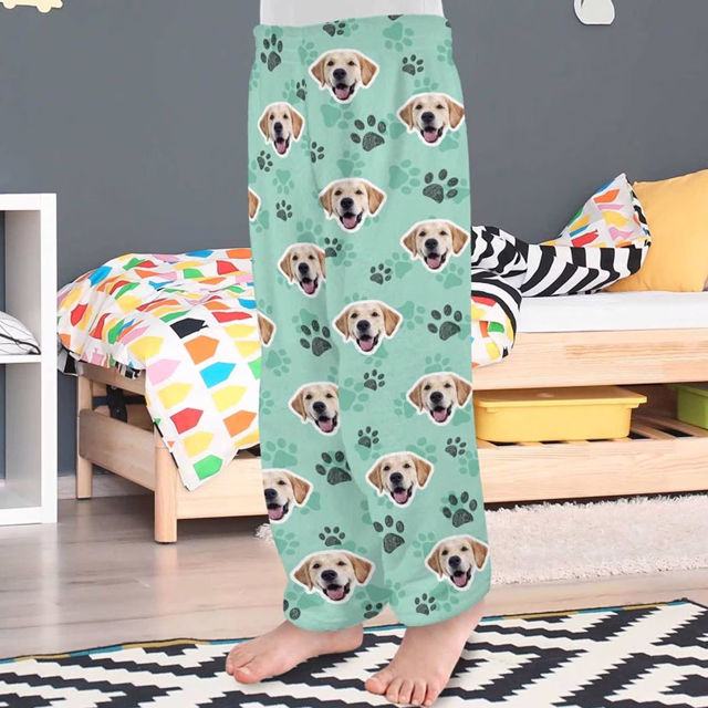 Picture of Personalized Flannel Pajama Pants - Personalized Pajama Bottom with Pet Face
