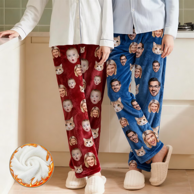 Picture of Personalized Photo Flannel Pajama Pants - Personalized Dog or Cat Face Sleepwear Gift