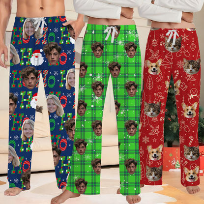 Picture of Personalized Christmas Pajama Pants with Face - Pajama Bottoms - Christmas Gift for Family