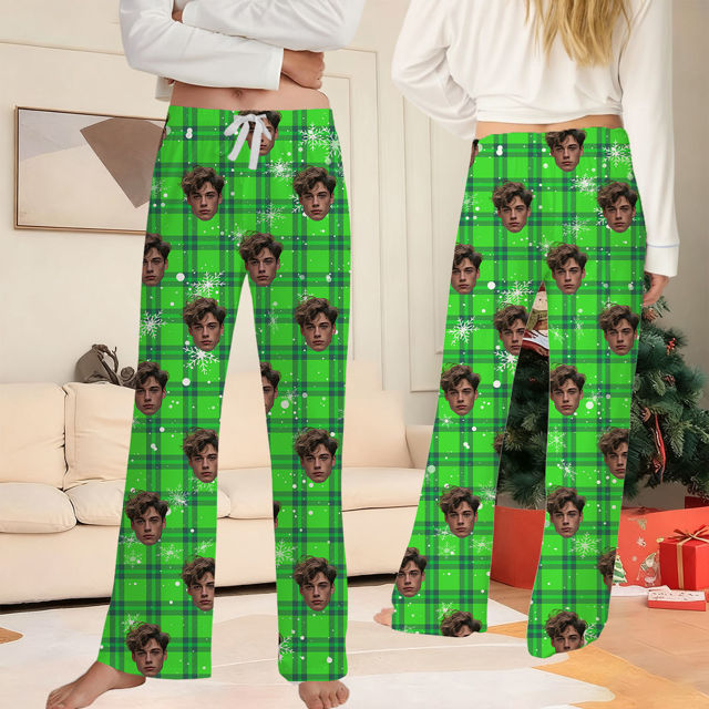 Picture of Personalized Christmas Pajama Pants with Face - Pajama Bottoms - Christmas Gift for Family