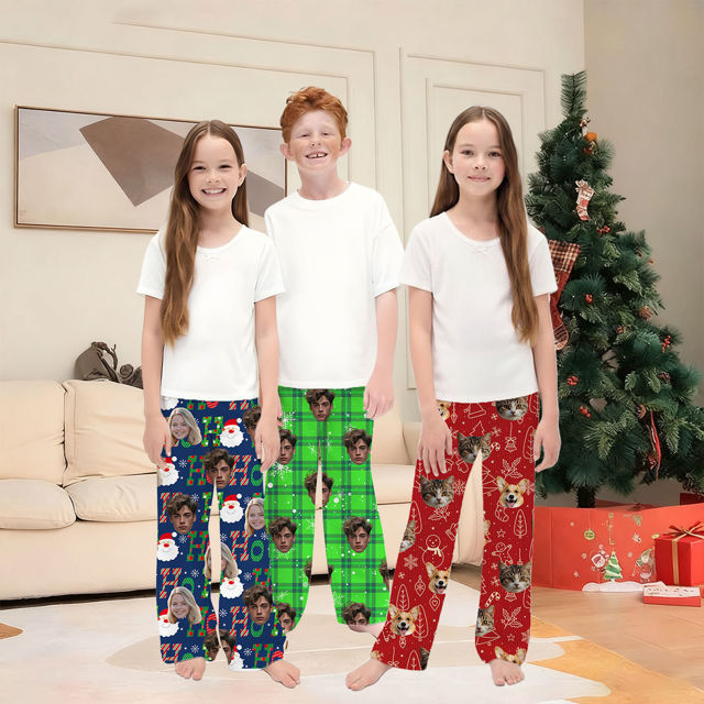 Picture of Personalized Christmas Pajama Pants with Face - Pajama Bottoms - Christmas Gift for Family