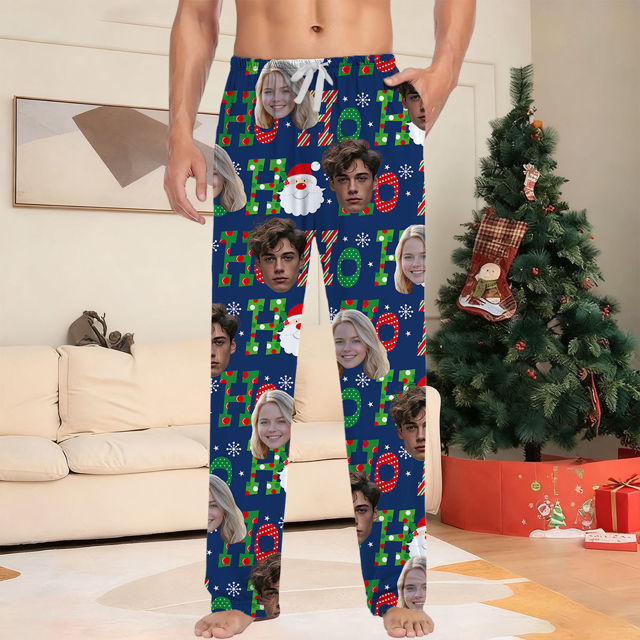 Picture of Personalized Christmas Pajama Pants with Face - Pajama Bottoms - Christmas Gift for Family