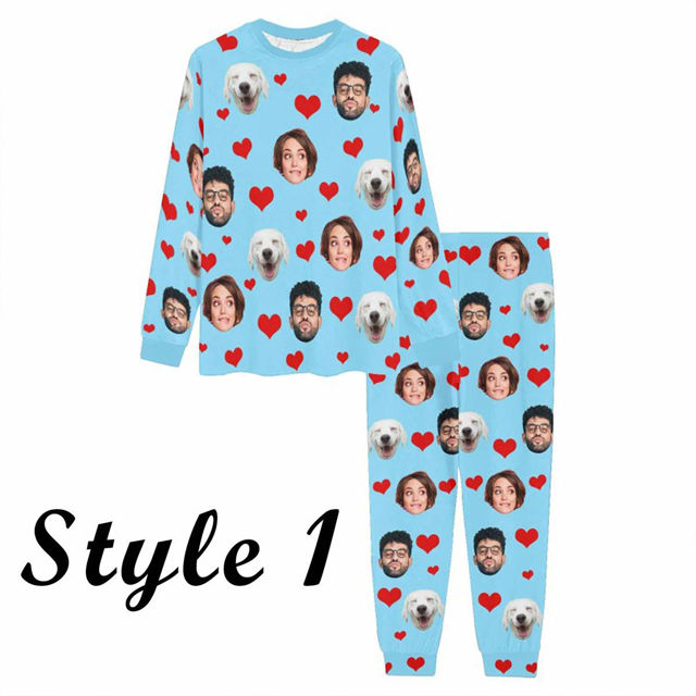 Picture of Custom Pajama Sets - Personalised Long Sleeve Pajama with Faces and Name