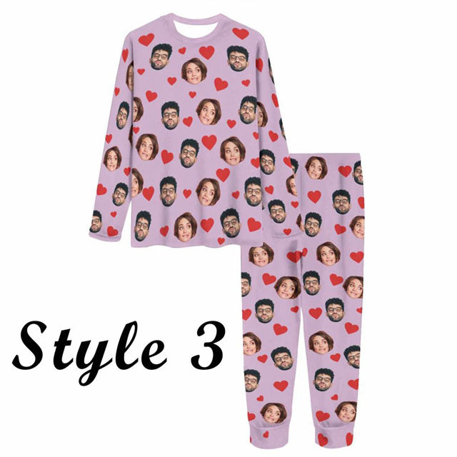 Picture of Custom Pajama Sets - Personalised Long Sleeve Pajama with Faces and Name