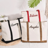 Picture of Personalized Canvas Tote Bag, Personalised tote bag, name tote bag, bridesmaid gift bag, embroidered with initials custom tote, Personalized Gift