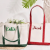 Picture of Personalized Canvas Tote Bag, Personalised tote bag, name tote bag, bridesmaid gift bag, embroidered with initials custom tote, Personalized Gift
