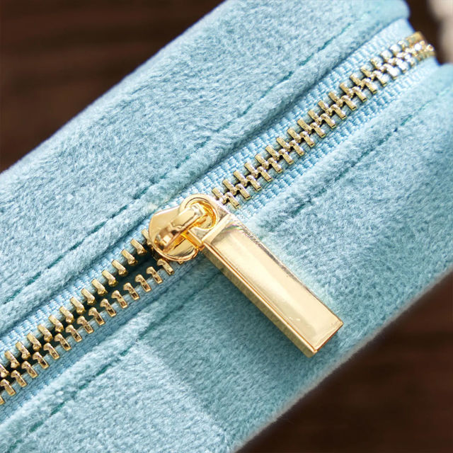 Picture of Custom Square Velvet Travel Jewelry Box - Personalized Small Travel case - Nice Bridesmaids Gift