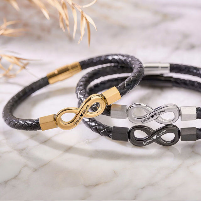 Picture of Personalized Name Infinity Bracelets - Nice Valentine's Day Gift for Him - Custom Stainless Steel Bracelet