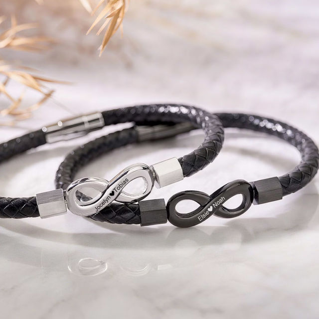 Picture of Personalized Name Infinity Bracelets - Nice Valentine's Day Gift for Him - Custom Stainless Steel Bracelet