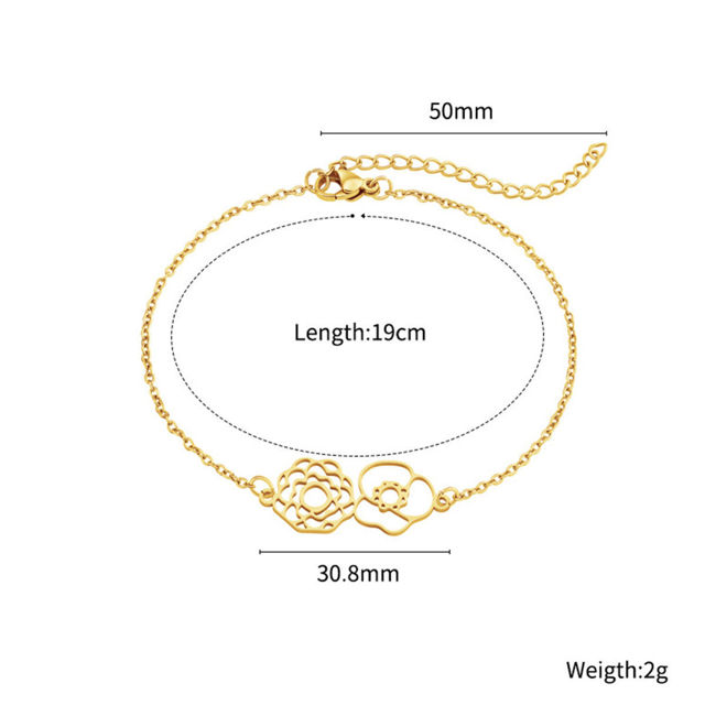 Picture of Personalized Combined Birth Flower Bracelet for Her - Custom Valentines' Day Gift for Her - Mother's Day Gift