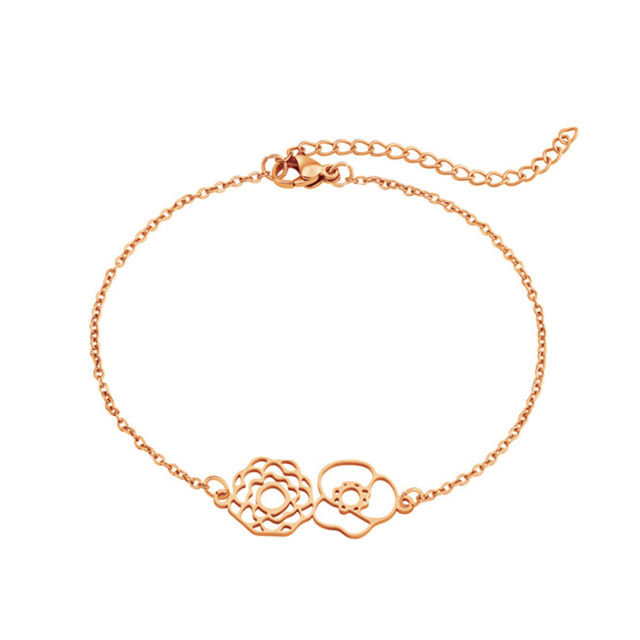 Picture of Personalized Combined Birth Flower Bracelet for Her - Custom Valentines' Day Gift for Her - Mother's Day Gift