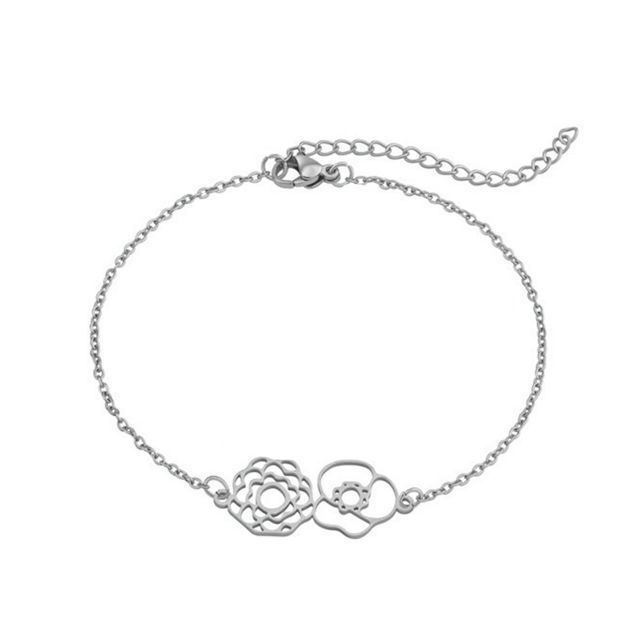 Picture of Personalized Combined Birth Flower Bracelet for Her - Custom Valentines' Day Gift for Her - Mother's Day Gift