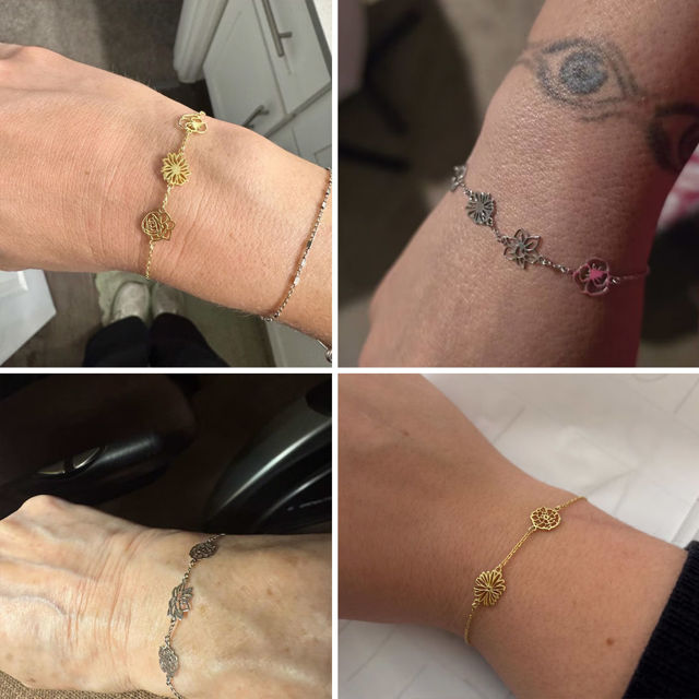 Picture of Personalised Birth Flower Bracelet - Custom Valentines' Day Bracelet for Her - Mother's Day Gift