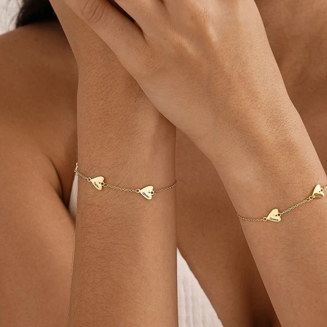 Picture of Custom Heart Bracelet with Names - Personalized Engraved Name Bracelets - Nice Valentines' Day Gift for Her