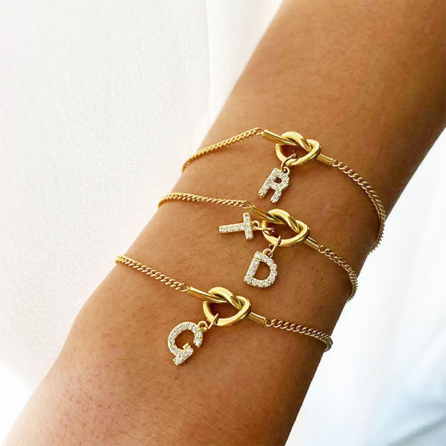 Picture of Custom Stainless steel DIY Bracelet with Letters - Personalized Knot Bracelet -  Custom Jewelry - Gift for Her