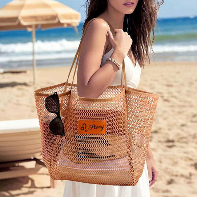 Picture of Personalized Beach Bags - Custom Mesh Beach Bags - Personalized Beach Tote Bags