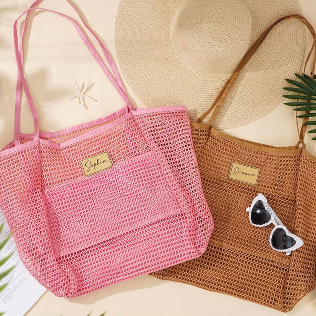 Picture of Personalized Beach Bags - Custom Mesh Beach Bags - Personalized Beach Tote Bags