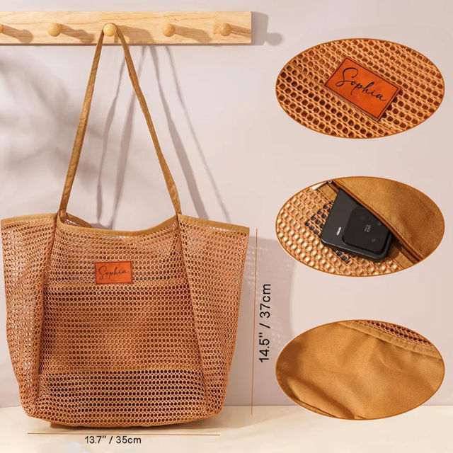 Picture of Personalized Beach Bags - Custom Mesh Beach Bags - Personalized Beach Tote Bags