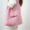 Picture of Personalized Crochet Mesh Beach Tote - Custom Crochet Embroidered Beach Tote - Custom Name Knit Tote