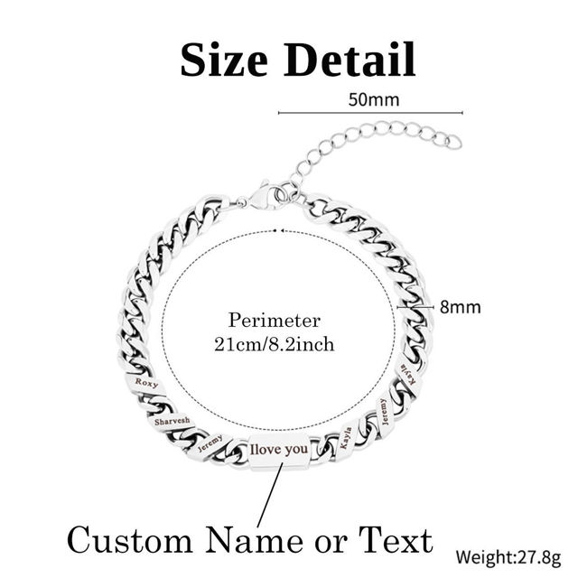 Picture of Custom Unisex Stainless Steel Bracelets - Engraved Bracelet for Father's Day Or Mother's Day