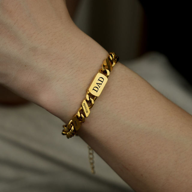 Picture of Custom Unisex Stainless Steel Bracelets - Engraved Bracelet for Father's Day Or Mother's Day