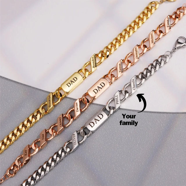 Picture of Custom Unisex Stainless Steel Bracelets - Engraved Bracelet for Father's Day Or Mother's Day