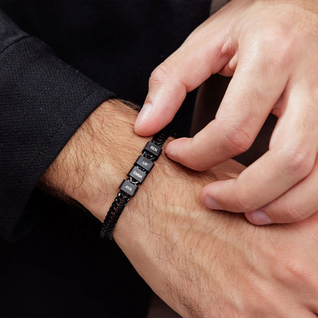 Picture of Father's Day Gift - Custom Stainless Steel Bracelet with Engraved Kids Names