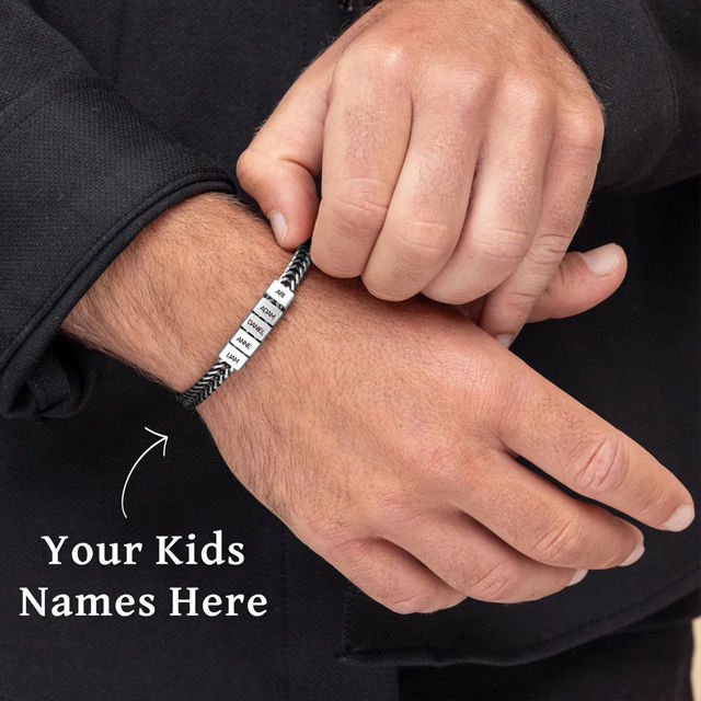 Picture of Father's Day Gift - Custom Stainless Steel Bracelet with Engraved Kids Names