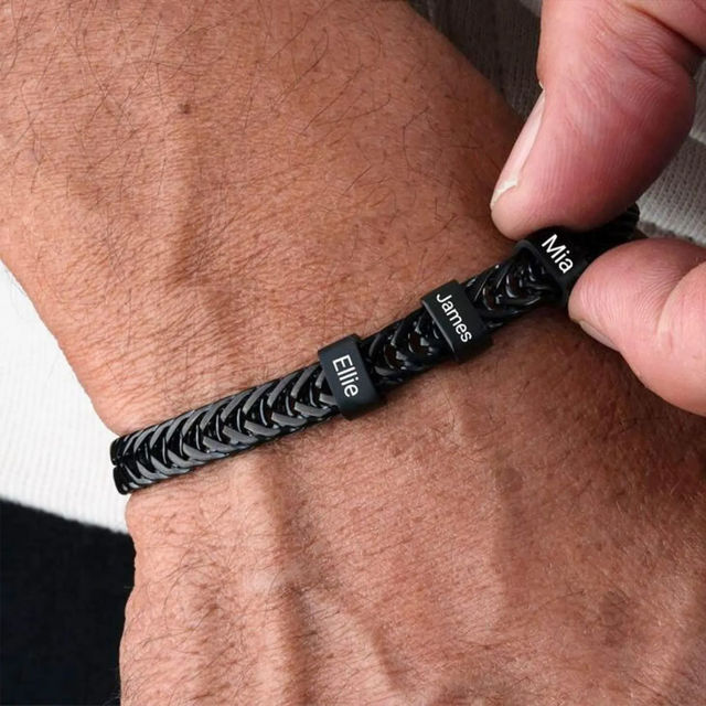 Picture of Father's Day Gift - Custom Stainless Steel Bracelet with Engraved Kids Names