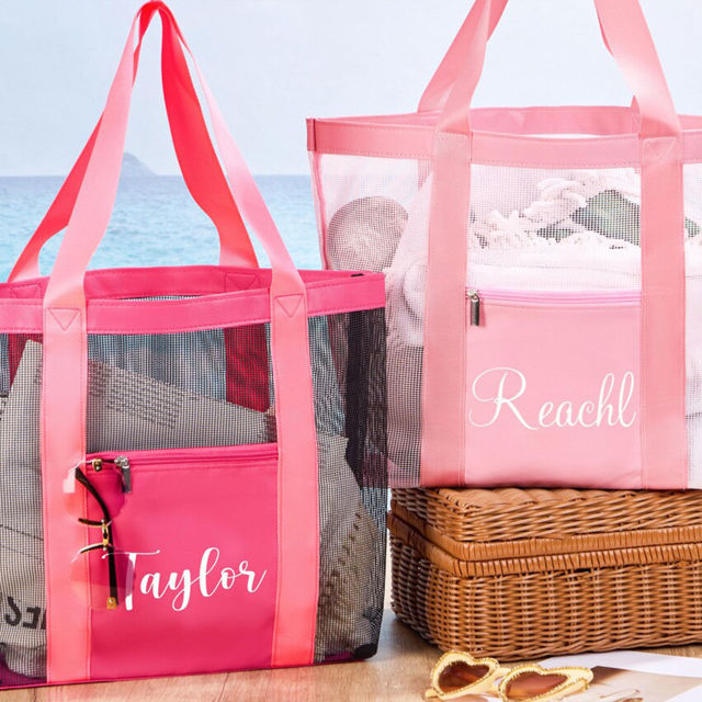 Picture of Personalized Grid Bags - Custom Tote Beach Bags - Custom Tote Portable Storage Bags