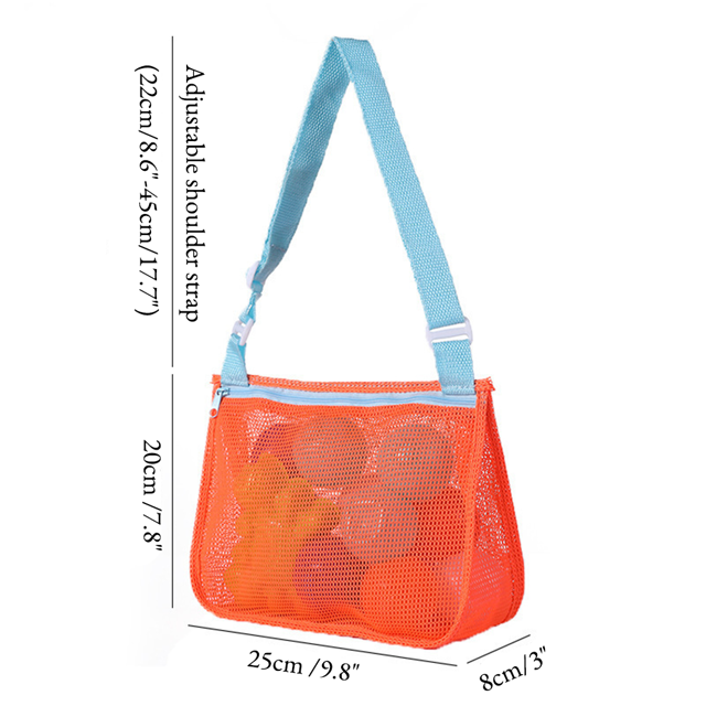 Picture of Personalized Embroidered Kids Beach Bag - Personalized Shell Zipper Mesh Backpack - Custom Kids Shell Collecting Mesh Bag