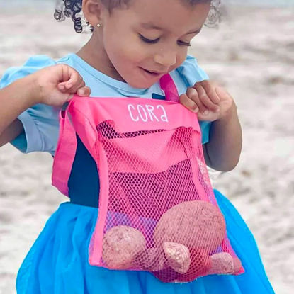 Picture of Personalized Mesh Bags - Custom Embroidered Shell Mesh Bags - Custom Embroidered Beach Bags