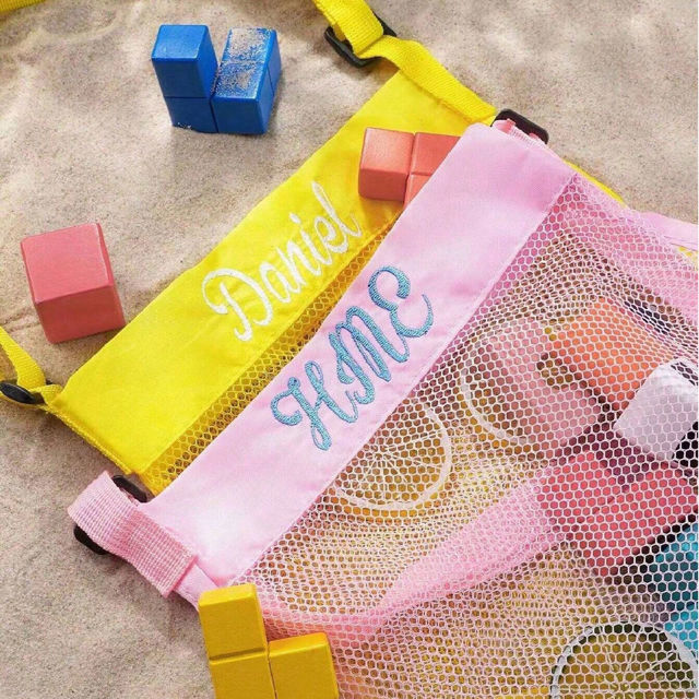Picture of Personalized Mesh Bags - Custom Embroidered Shell Mesh Bags - Custom Embroidered Beach Bags