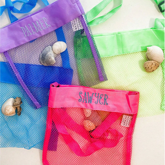 Picture of Personalized Mesh Bags - Custom Embroidered Shell Mesh Bags - Custom Embroidered Beach Bags