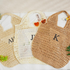 Picture of Personalized Embroidered Straw Bag - Custom Name Beach Tote Bag - Personalized Beach Tote Bag