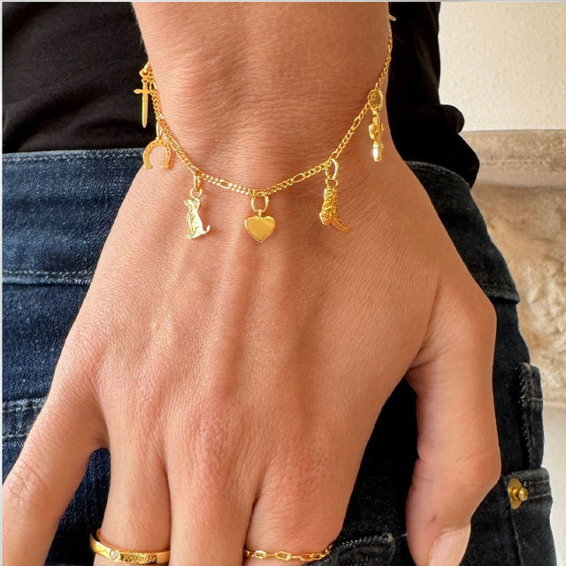 Picture of Custom DIY Charms Bracelet - Trendy Charm Bracelet Changeable Gold Charm Jewelry - Friendship Bracelet