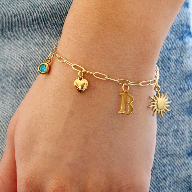 Picture of Custom DIY Charms Bracelet - Trendy Charm Bracelet Changeable Gold Charm Jewelry - Friendship Bracelet