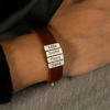Picture of Father's Day Gift - Custom Stainless Steel Bracelet - Engraved Leather Bracelet for Men