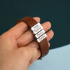 Picture of Father's Day Gift - Custom Stainless Steel Bracelet - Engraved Leather Bracelet for Men