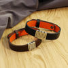 Picture of Father's Day Gift - Custom Stainless Steel Bracelet - Engraved Leather Bracelet for Men