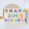 Picture of Personalized Wooden Puzzle Name Board - Graphics and Figures - Pastel Rainbow Color - Personalized Toy Gift for Baby and Kids