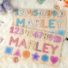Picture of Personalised Wooden Puzzle Name Board - Graphics and Figures - Rainbow Colors - Personalised Toy for Kids