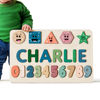Picture of Personalized Wooden Puzzle Name Board - Graphics and Figures - Green and Blue Color - Personalized Toy Gift for Baby Boy