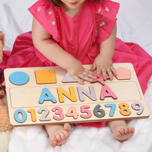 Picture of Personalized Wooden Name Puzzle Board - Digital and Graphic Models - Personalized Gift for Baby Girls
